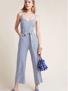 NWT Paige Anthropologie Emma Striped Jumpsuit Sz Medium